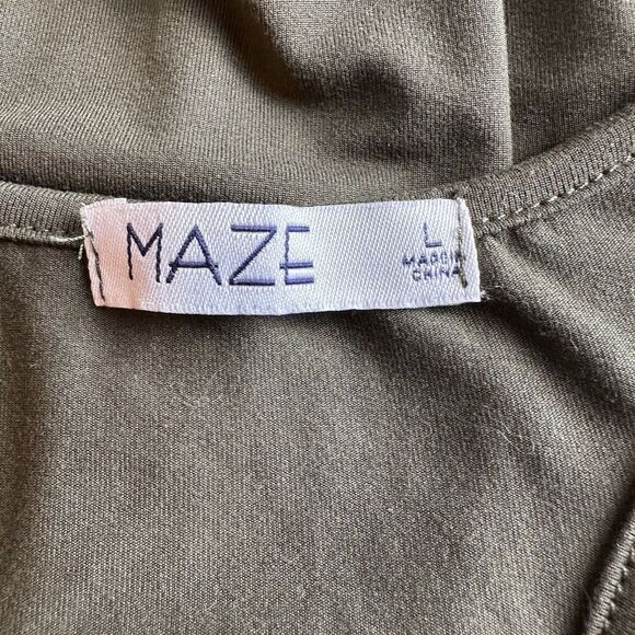 Maze Olive Green Bodycon Stretchy Tank Maxi Dress Side Slits Casual Minimalist - Picture 7 of 10